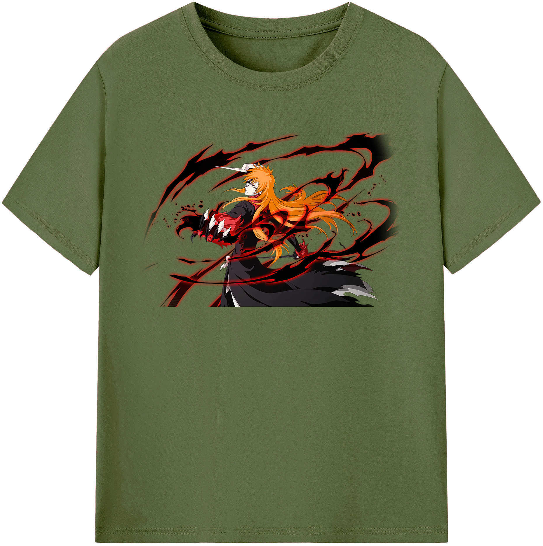 （画像用） ブリーチ 黒崎一護（くろさき いちご）BLEACH Kurosaki Ichigo 綿100％半袖Tシャツ（フロントプリント）
